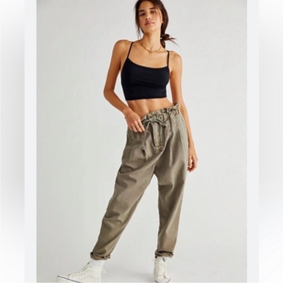 Free People Margaret Paperbag High Waisted Pants Medium Gray - Picture 2 of 14